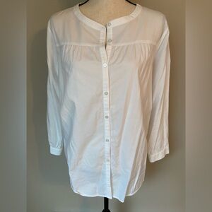 LOFT Outlet White Cotton/Modal Blouse | Women's Sz M